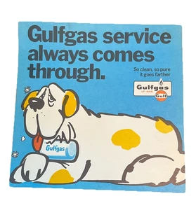 Gulf Gas Vintage Cardboard Advertising Sign Poster RARE Dog Puppy Gulfgas Oil - Picture 1 of 8