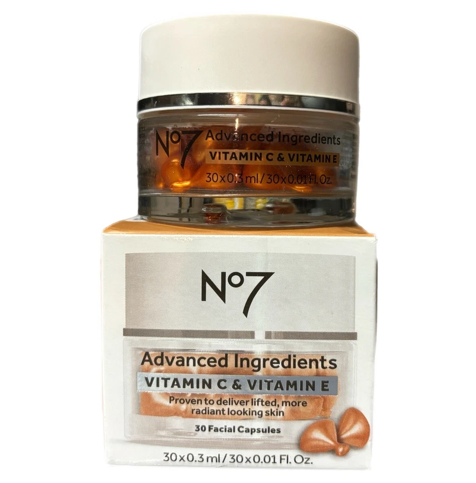 No7 Advanced Ingredients Vitamin C & E 30 Facial Capsules /