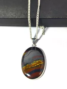 Collar De Pendiente Ovalado De Ojo De Tigre De Gemas, Pendiente De Ojo De Tigre - Imagen 1 de 4
