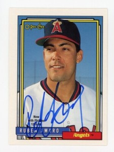SIGNED BASEBALL CARD AUTO LOS ANGELES ANGELS RUBEN AMARO JR 1992 O-PEE-CHEE #269
