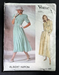 Vogue 1889 Misses Dress Albert Nipon Designer Original 1987 Pattern size 12 Cut - Picture 1 of 3
