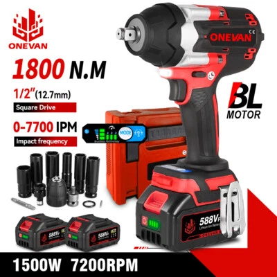 Akku Schlagschrauber 1800Nm Akkuschrauber Schrauber Reifenwechse Koffer Nusssatz - Bild 1 von 4