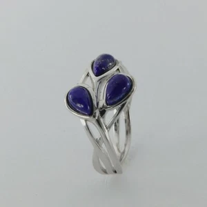 Talla 7 - Anillo Lapislázuli Azul Hoja Natural - PLATA ESTERLINA 925 #18 - Imagen 1 de 4