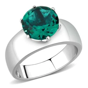Anillo de circón sintético de 8 mm azul-verde acero inoxidable TK316 - Imagen 1 de 25