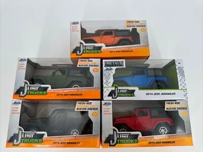 Jada Just Trucks 2014 Jeep Wrangler Orange Black Blue Green Red 1/32 - Image 1 of 4