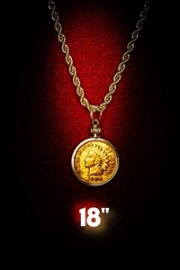 Coin Jewelry US Authentic Coins Indian Head Penny Necklace 18" SS Chain&Bezel - Picture 1 of 8