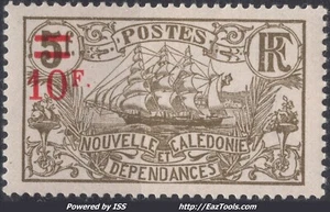 NOUVELLE CALEDONIE 10Fr SUR 5Fr OLIVE SUR LILAS N°137 NEUF * AVEC CHARNIERE - Picture 1 of 2