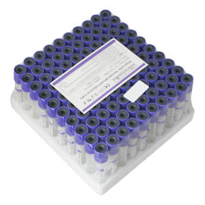 Carejoy 100x 12x75mm 2mL Vacuum Blood Collection EDTA Tubes Sterile Glass New