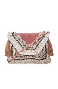 Shashi Revolve NWT Leela Boho Fringe Crossbody Beaded Clutch Bag - Picture 1 of 7
