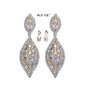 Neu Hochzeit Braut AB Kristallklar Strass Kronleuchter Clip Mode Ohrringe - Bild 1 von 1