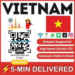 [eSIM] Wietnam Yuènán esim Data Travel trip e karta sim 4G Nieograniczona karta esim🛜 - Zdjęcie 1 z 8