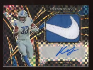 Kerryon Johnson 2019 Panini Select Auto Patch Relic Serial #d 1/1 Detroit Lions - Foto 1 di 2