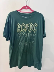 NWT ACDC Logo TShirt Juniors Sz L Green Gold Short Sleeve Graphic Print New - Picture 1 of 5