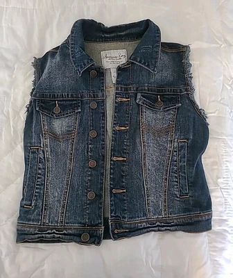 Chaleco vaquero American Rag talla mediana para mujer denim azul con botones boho hippie Foto 1 de 4
