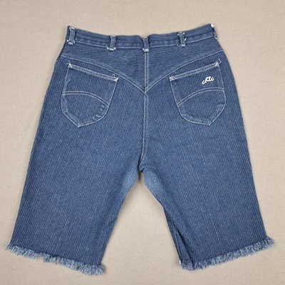 Vintage Chic de H.I.S. Pantalones Cortos Mujer *32 Azul Denim Pantalones Cortos Mamá Rayas Años 80 Foto 1 de 4
