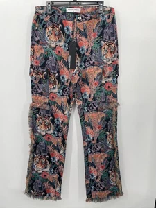 Rockstar Original Pants Women’s XL Rena Tapestry cargo Floral Fringe Boho - Picture 1 of 10