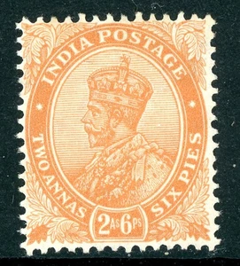 British India 1929 KGV 2 Annas 6 Pies Orange SG #207 Mint W118 - Picture 1 of 6