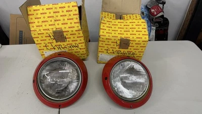 Porsche 911 912 930 Headlights and Rings Red  Pair Left and Right Set Used - Image 1 of 4