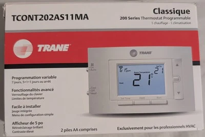 TRANE TCONT202AS11MA PROGRAMMABLE THERMOSTAT HEAT & COOL - Image 1 of 3