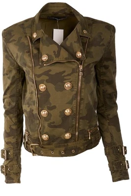 BALMAIN GREEN COTTON JACKET FR 36 UK 8 - Image 1 of 4