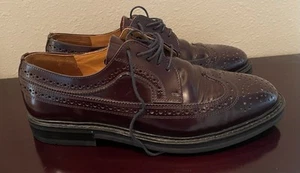 Pre-owned Lloyd Lalfa Mens Burgundy Wingtip Dress Shoes Size 9 - Picture 1 of 7