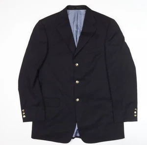 Marks and Spencer Men's Navy Wool Blazer Jacket 40L Classic Notch Lapel - Picture 1 of 12