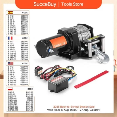 Cabrestante eléctrico con rodillo de cable de 39 pies control remoto con cable para remolque todoterreno Foto 1 de 4