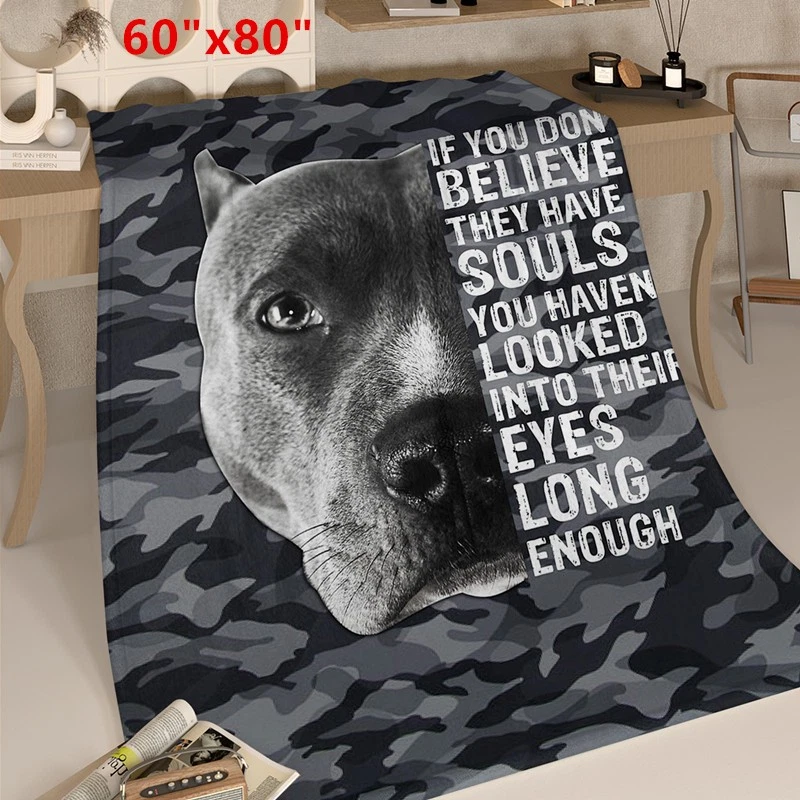 60"x80" Black Dog Flannel Fleece Throw Blanket Pit Bull Terrier Blanket for Sofa - Image 1 of 4