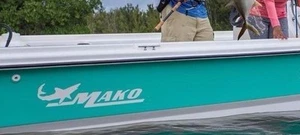 -2- MAKO BOAT WHITE Vinyl Decals Sticker PAIR Ski Wakeboard Sun Bass TRACKER W@W - Picture 1 of 1