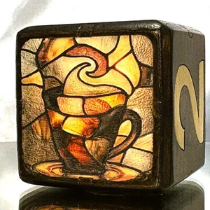 Coffee Craft - Luminous Stained Mosaic - Backgammon Doubling Cube 36mm - Picture 1 of 9