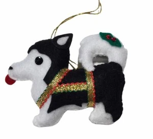 Handgefertigter Filz HUSKY Schlitten HUND mit Geschirr Ornament 3,5 - Bild 1 von 5