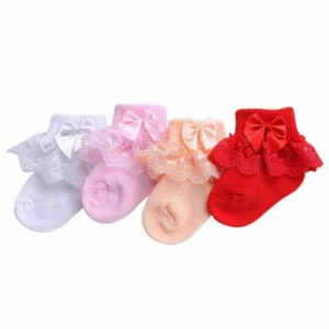 Fashion Bow Lace Baby Socks Girl Anti Slip Cute Newborn Cotton Socks Toddler Boy - Picture 1 of 19