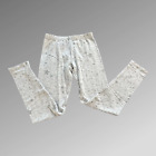 VIGOSS Legginsy Dziewczęce Medium (10/12) Białe Brokatowe Srebrne Gwiazdy Stretch Spodnie