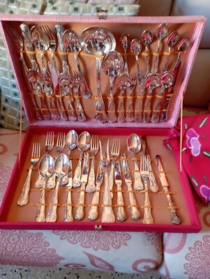 SERVIZIO 51 POSATE LAMA SUPER INOX CON PUNZONE " AP ARGENTO 800 " ITALIA  1950 - Immagine 1 di 4