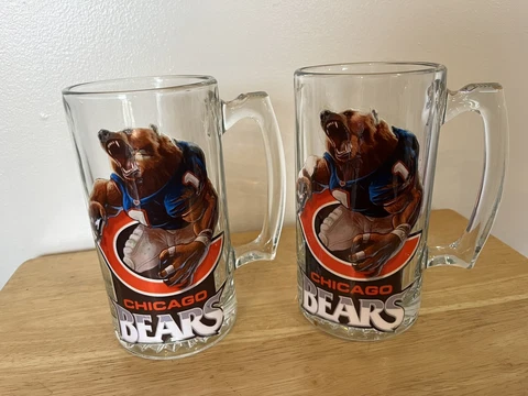 Chicago Bears Vintage Glass Beer 22 oz mug (Set of 2) Cover
