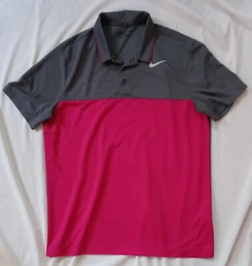 NIKE GOLF Dri-Fit Men's Large Short Sleeve Golf Polo Shirt Magenta/Medium Gray - Picture 1 of 5