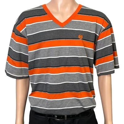 Vintage Phat Farm Men's 3XL Short Sleeve Orange Gray Stripe Polo Shirt 3X XXL - Image 1 of 4