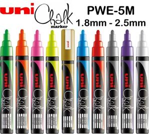 Uni Chalk Marker Pen PWE-5M Bullet Tip Art Blackboard Chalkboard Glass Windows