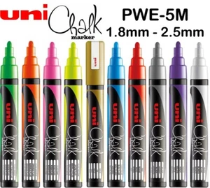 Uni Chalk Marker Pen PWE-5M Bullet Tip Art Blackboard Chalkboard Glass Windows - Picture 1 of 17