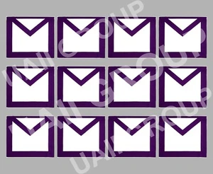 Masonic Regalia Member Council Aprons Purple & White Grosgrain Set of 12 PCS - Picture 1 of 1