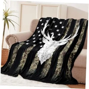 Camo Blanket Hunting Gifts for Men Blanket Super Soft Flannel 60"X80" Deer - Picture 1 of 8