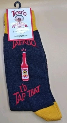 Meias masculinas Sock Smith I'd Tap That Tapatío tamanho 10-13 preto vermelho molho quente - Imagem 1 de 4