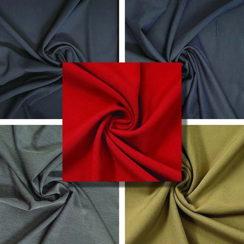 PLAIN STRETCH SUITING FABRIC * 5 Colours * Dressmaking * Craft * Soft Furnish...