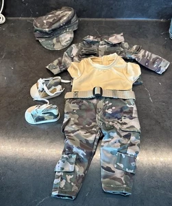 Sombrero, chaqueta, camisa, cinturón, pantalones y zapatos de camuflaje de 6 piezas para muñeca - Imagen 1 de 23