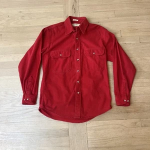 Vintage St. John's Bay Heavyweight Chamois Cloth Flannel Shirt Red Men's Medium - Picture 1 of 9