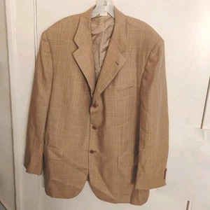 Kiton Napoli Cashmere Línen Luxury 3 Btn Jacket Italy Plaid Size Us 46R EU 56R - Picture 1 of 14
