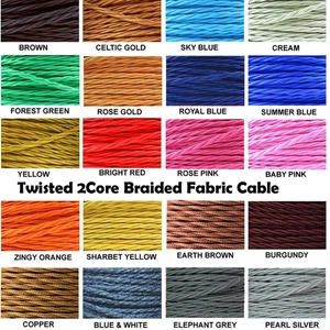 Lighting cable 0.75 wire 2core vintage braided fabric Twist cable Lighting Flex - Picture 1 of 49