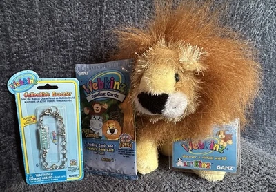 Paquete Webkinz Lion Lil Kinz, paquete de tarjetas coleccionables y pulsera, nuevo con etiquetas selladas Foto 1 de 4