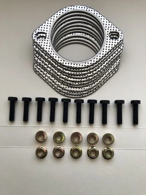 3" 76MM EXHAUST GASKETS  WITH ￼10 BOLTS & 10 NUTS  3 INCH FLANGE (30 pieces) - image 1 of 4