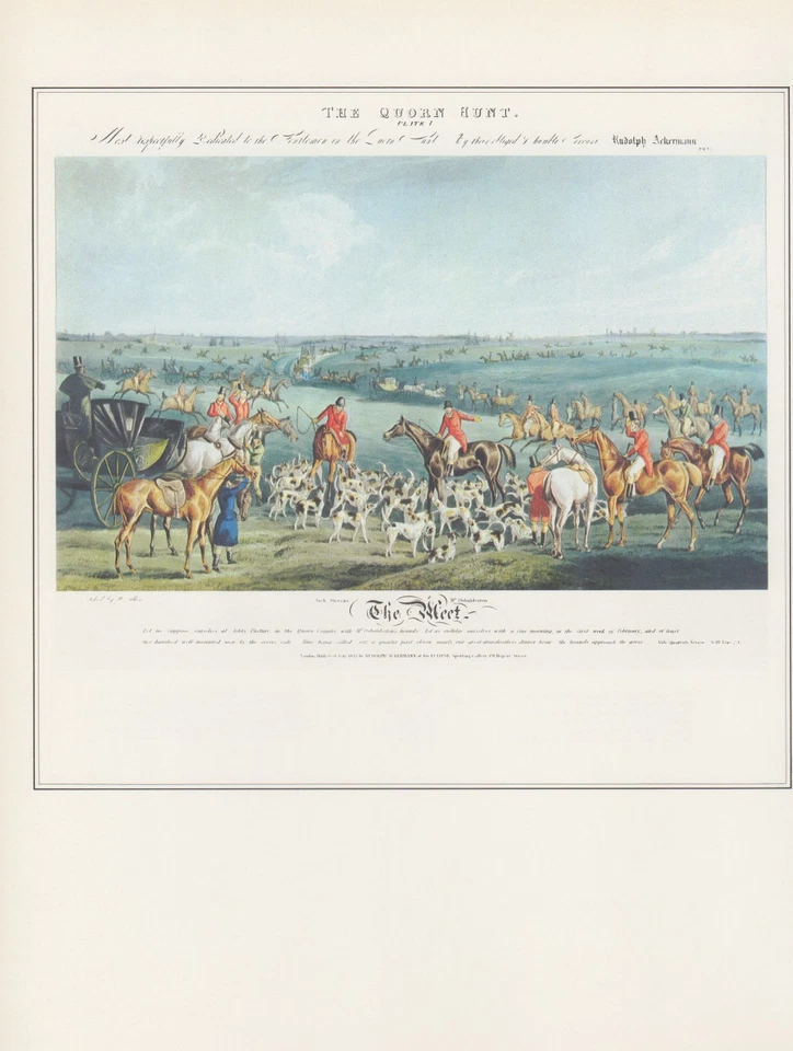 Litografía vintage 1974 Hunting "The Quorn Hunt: The Meet" color pasto Ashby Foto 1 de 1